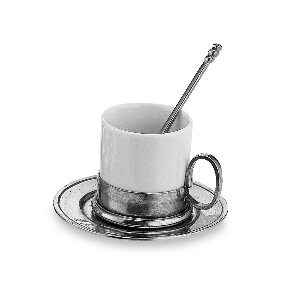 Seramik Kahve Fincanı & Kalay Tabağı ve Kaşığı