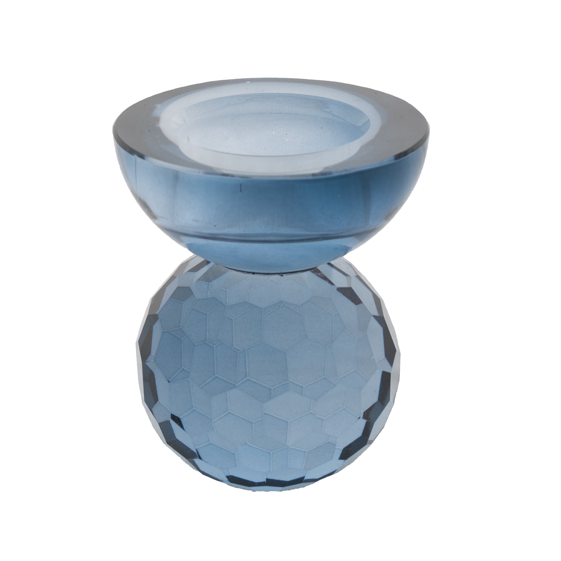 8 cm Kristal Şamdan (Mavi)